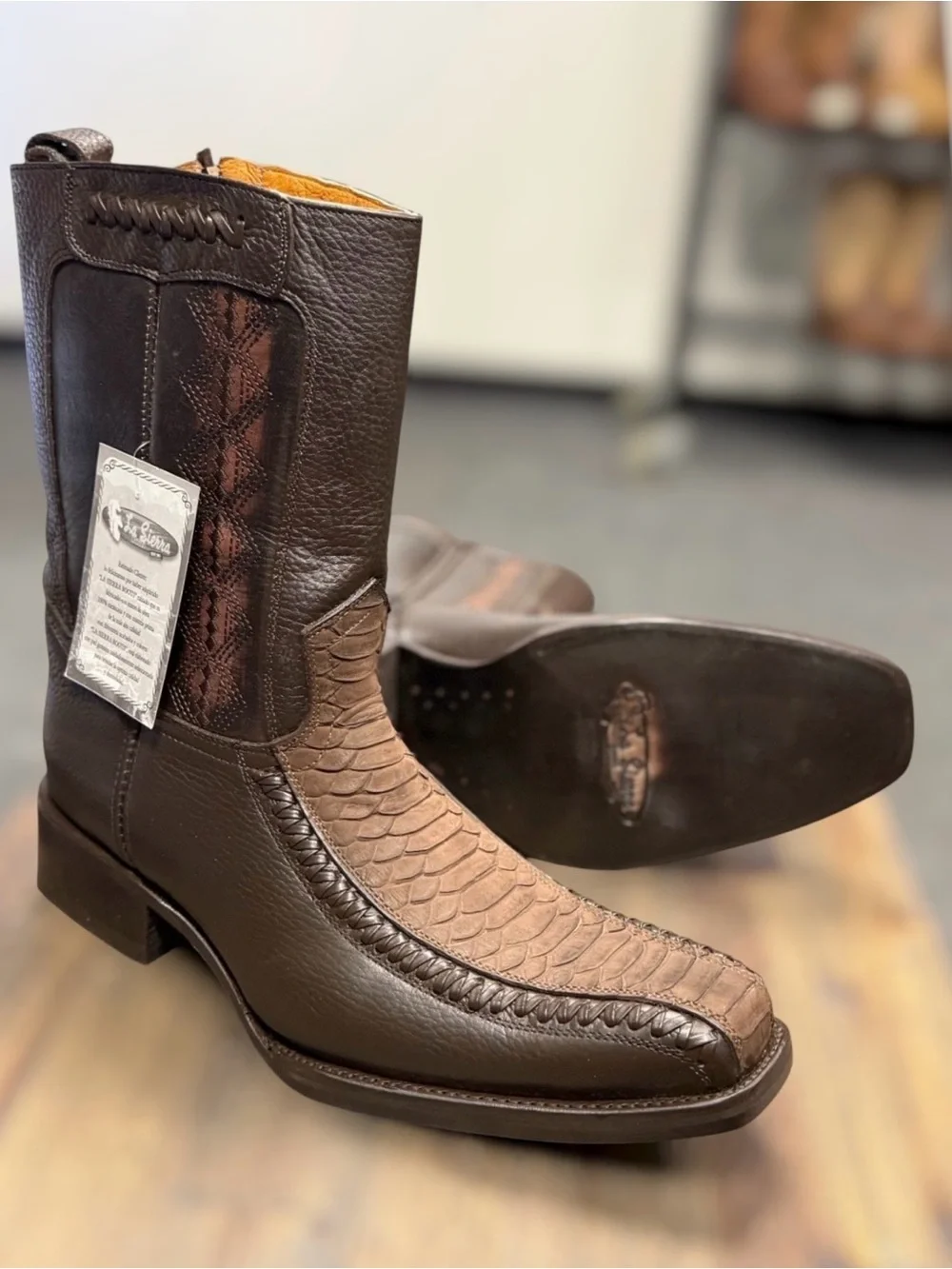 La Sierra Zipper Western Boots Brown 9.5